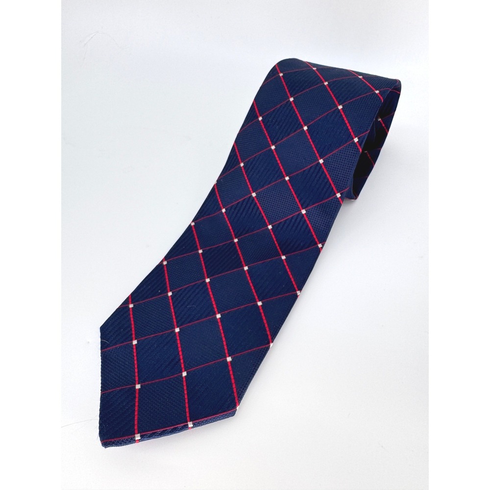 Barneys New York Necktie Mens‎ 100% SILK  Navy Blue Ivy League Geometric